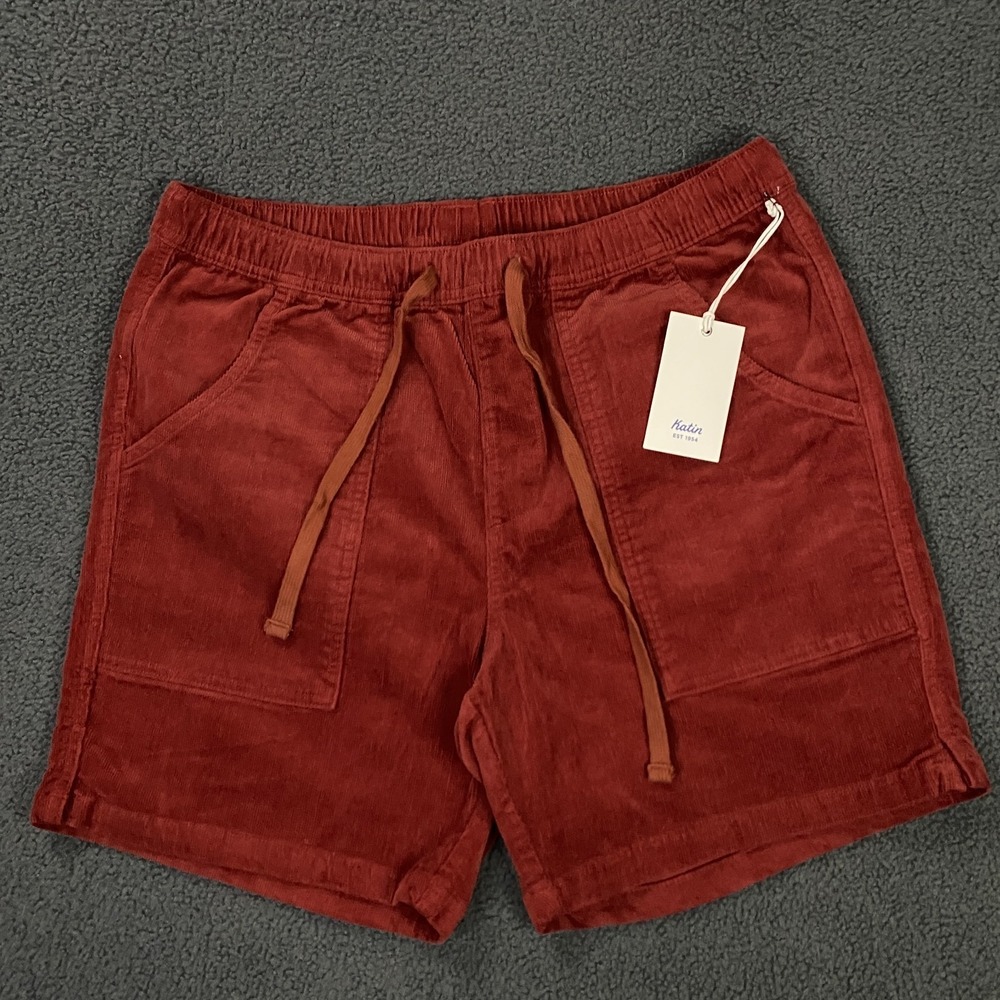 Katin Corduroy Trails Short Mens Medium Red Drawstring Surf Beach NWT
